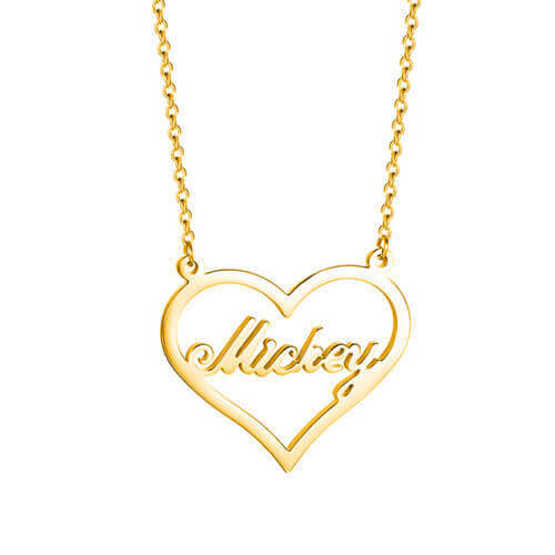 14k gold plated personalized nameplate jewelry manufacturers wholesale custom heart pendant necklace suppliers